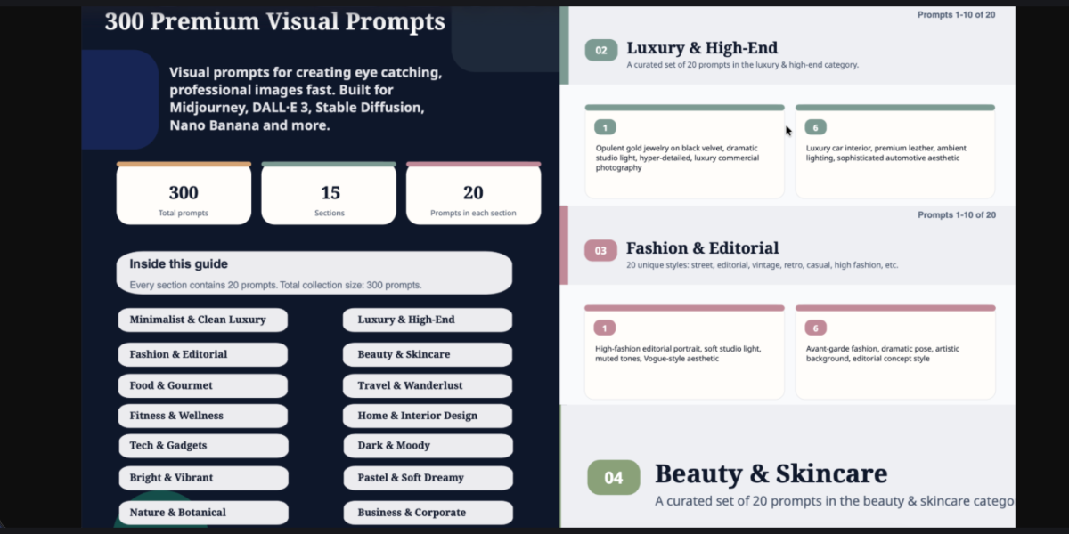 AI Image Generation Guide: 300 Premium Visual Prompts